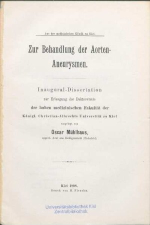 Zur Behandlung der Aorten-Aneurysmen