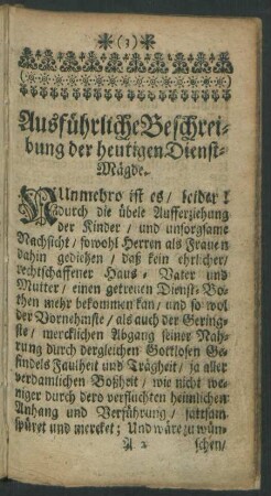 Ausführliche Beschreibung der heutigen Dienst-Mägde.