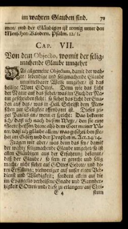 Cap. VII. Von dem Obiecto, womit der seligmachende Glaube umgehet