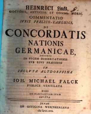 Commentatio iur. publ. can. de concordatis nationis Germanicae