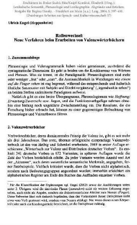 Rollenwechsel: Neue Verfahren beim Erarbeiten von Valenzwörterbüchern