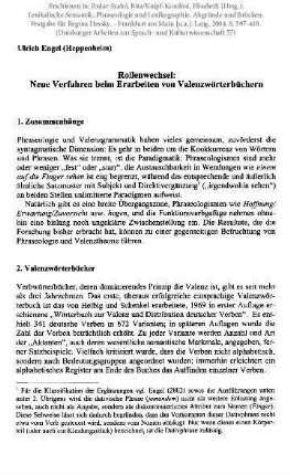 Rollenwechsel: Neue Verfahren beim Erarbeiten von Valenzwörterbüchern