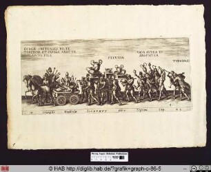 Triumphzug römischer Bürger mit Kriegsbeute.