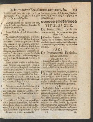 Titulus XLIX. De Immunitate Ecclesiarum, caemeterii, & rerum ad eas pertinentium
