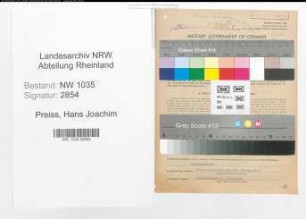 Entnazifizierung Hans Joachim Preiss , geb. 15.10.1905 (Technischer Angestellter)