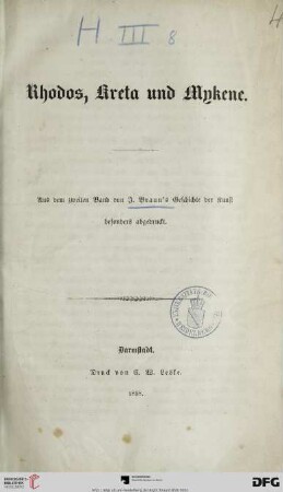 Rhodos, Kreta und Mykene