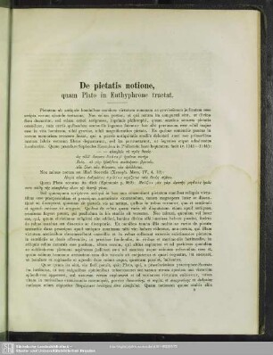 De pietatis notione, quam Plato in Euthyphrone tractat
