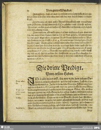 Die dritte Predigt. Vom ersten Gebot