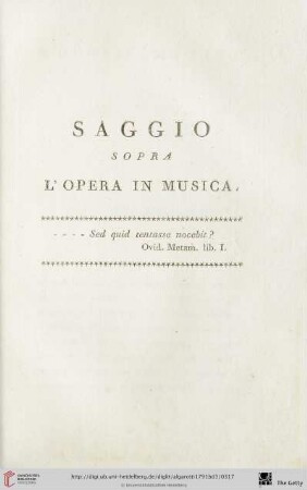 Saggio sopra l' opera in musica
