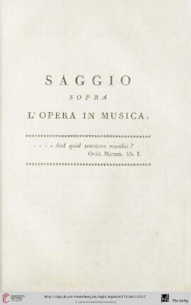 Saggio sopra l' opera in musica