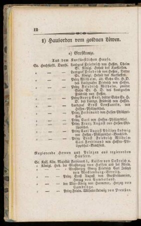 1) Hausorden vom goldnen Loewen.