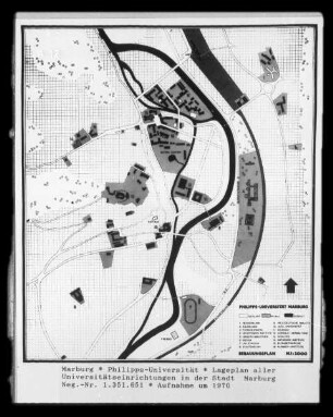 Marburg, Lageplan aller Universitätseinrichtungen