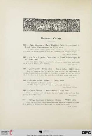 Bronze – Cuivre (No. 636-738)