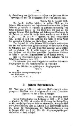 Erteilung des Zeichenunterrichtes an höheren Mädchenschulen und an Lehrerinnen-Bildungsanstalten : [C. Kunst und Wissenschaft]