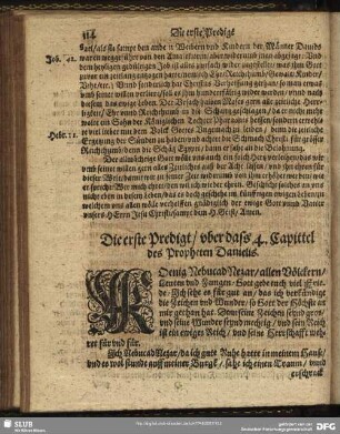 Die erste [- vierdte] Predigt, uber dass 4. Capitel des Propheten Danielis