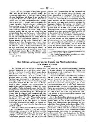 Der Schüler-Arbeitsgarten im Dienste des Werkunterrichts : (Fortsetzung)