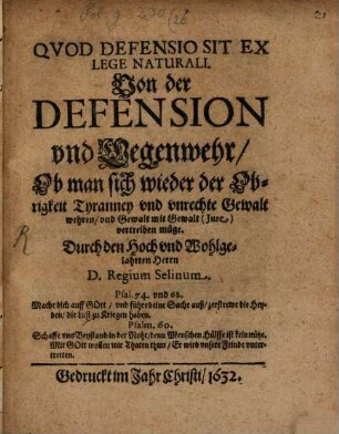 Quod defensio sit ex lege naturalis