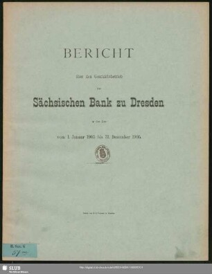 1905: Bericht : über das ... Geschäftsjahr ...