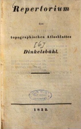 Repertorium des topographischen Atlasblattes Dinkelsbühl
