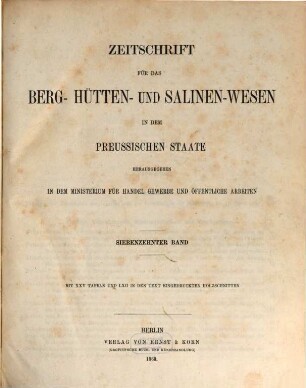 Zeitschrift für das Berg-, Hütten- und Salinenwesen im Deutschen Reich, 17,1. 1869
