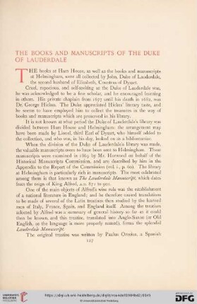 The Books and Manuscripts of the Duke of Lauderdale