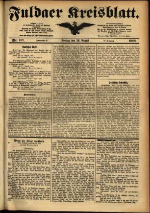 Ausgabe vom Freitag, den 28. August 1908.