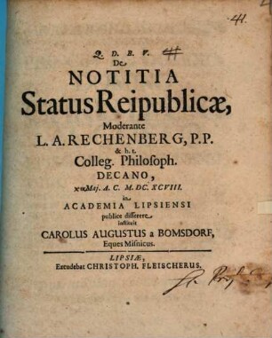 De notitia status reipublicae