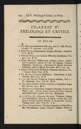 150-182, Classis V: Philologi et Critici