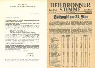Werbebrief von Paul Meyle für die Oberbürgermeisterwahl am 11. April 1948