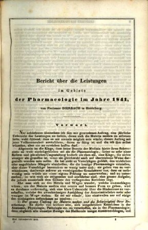 Jahresbericht über die Fortschritte in der Pharmacie in allen Ländern. 1841 (1843)