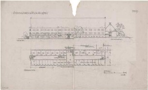 Döllgast, Hans; Augsburg; Divisionsstabsgebäude - EG; Ostseite (Ansicht; Grundriss)