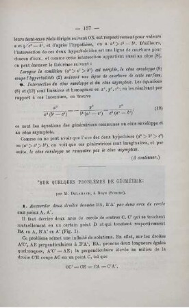 SUR QUELQUES PROBLÈMES DE GÉOMÉTRIE.