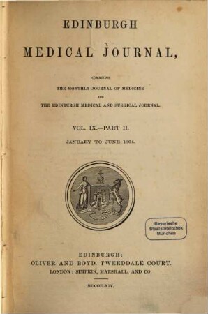 Edinburgh medical journal, 9,2. 1864