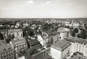 Dresden-Neustadt. Blick vom Turm der Dreikönigskirche über die Königstraße nach Norden