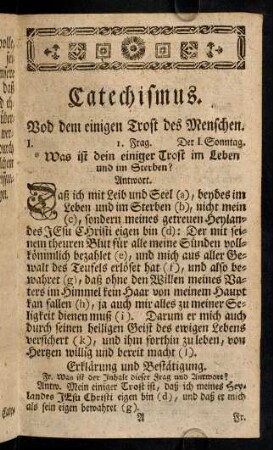1-262, Catechismus. Vod dem einigen Trost des Menschen.