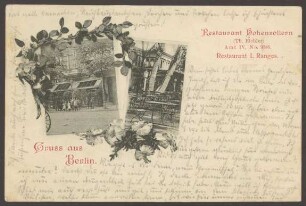 Ansichtskarte Restaurant Hohenzollern, Fotocollage, Köpenicker Straße 3