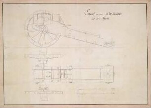 WHK 43 Pläne der Artillerie: 36-Pfund-Haubitze auf ihrer Lafette, um 1795