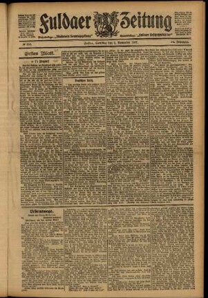 Erste Ausgabe vom Samstag, den 09. November 1907.