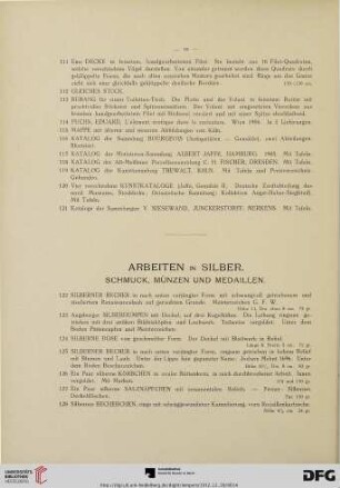 Arbeiten in Silber. Schmuck, Münzen und Medaillen (Nr. 122-151)