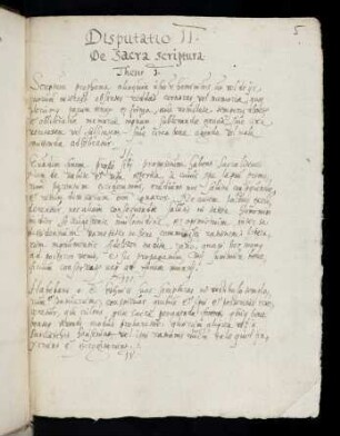 5r-6r II. Disputatio de sacra scriptura. Thesis I-IX