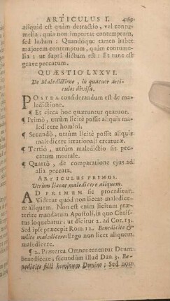 Quaestio LXXVI. De Maledictione, in quatuor articulos divisa.