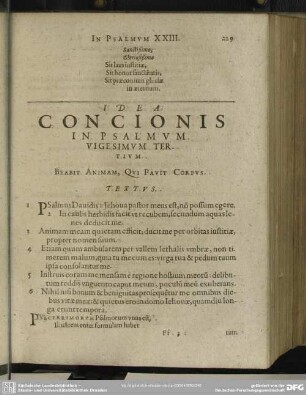 Idea Concionis In Psalmum Vigesimum Tertium