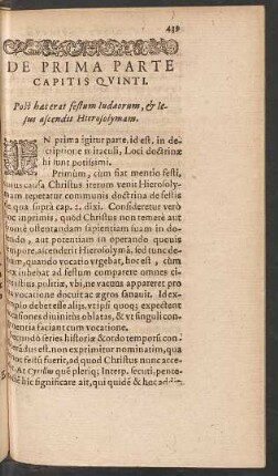 De Prima Parte Capitis Quinti.