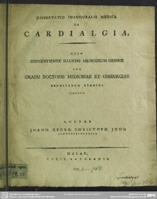 Dissertatio Inauguralis Medica De cardialgia