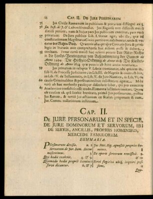 Cap. II. De Iure Personarum Et In Specie, De Iure Dominorum Et Servorum, ...