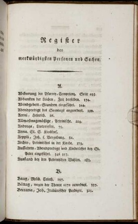 Register der merkwürdigsten Personen und Sachen.