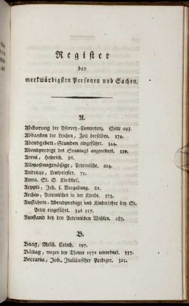 Register der merkwürdigsten Personen und Sachen.