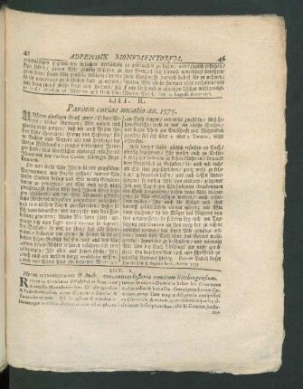 Litt. R. Parium curiae vocatio an. 1575.