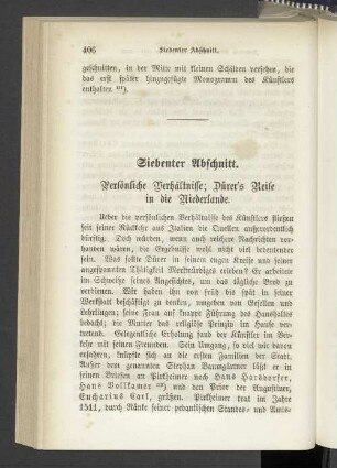 Siebenter Abschnitt. Persönliche Verhältnisse; Dürer's Reise in die Niederlande.