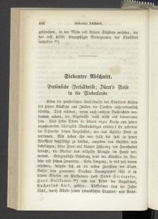 Siebenter Abschnitt. Persönliche Verhältnisse; Dürer's Reise in die Niederlande.